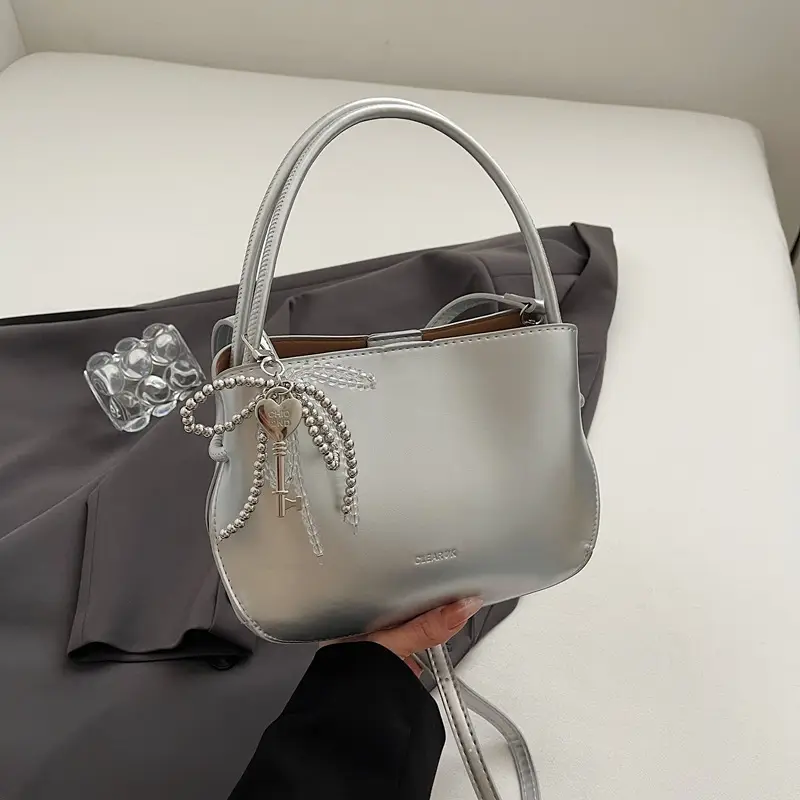 Women Crossbody Bag Beige Leather 2025 Trendy