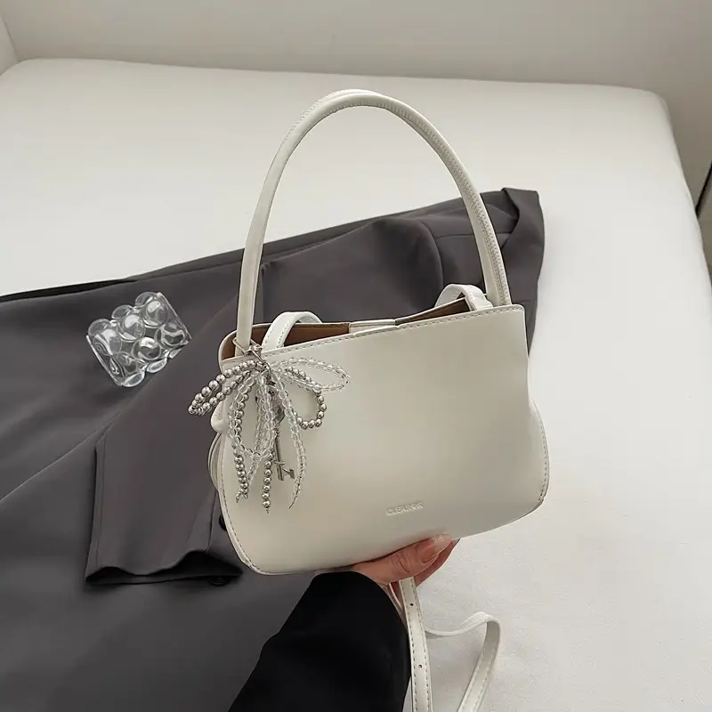Women Crossbody Bag Beige Leather 2025 Trendy