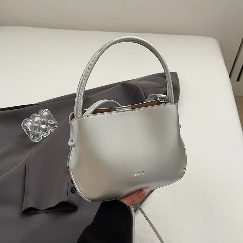 Women Crossbody Bag Beige Leather 2025 Trendy