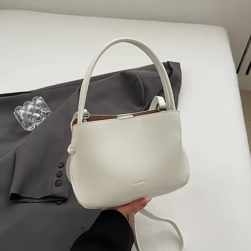Women Crossbody Bag Beige Leather 2025 Trendy