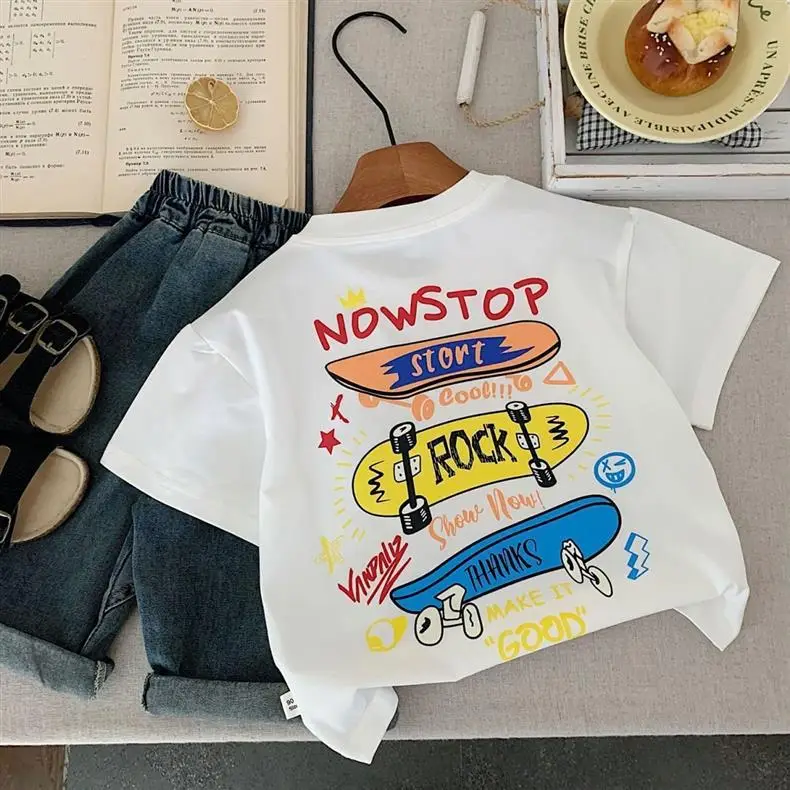Boys Nowstop T-Shirt 2025 Summer Korean Style Small Medium — feature 7