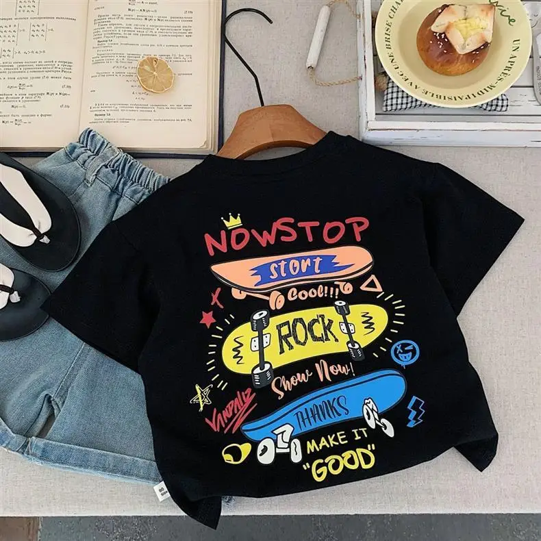 Boys Nowstop T-Shirt 2025 Summer Korean Style Small Medium — feature 9