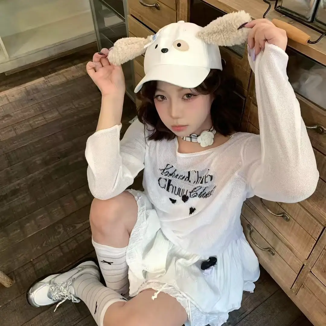 Women Cartoon Cap White 2024 Cute Design - Image 2