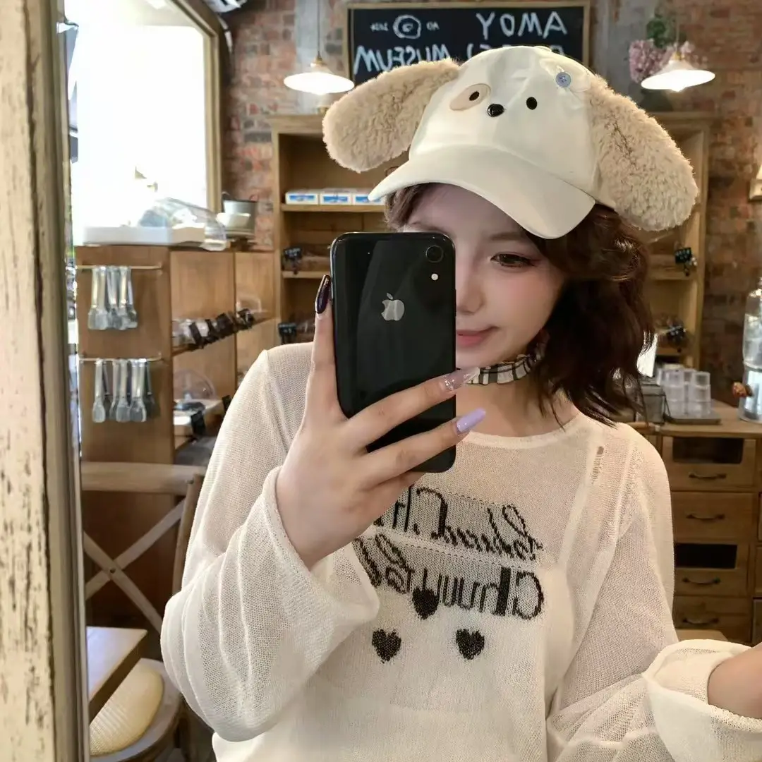 Women Cartoon Cap White 2024 Cute Design - Image 3