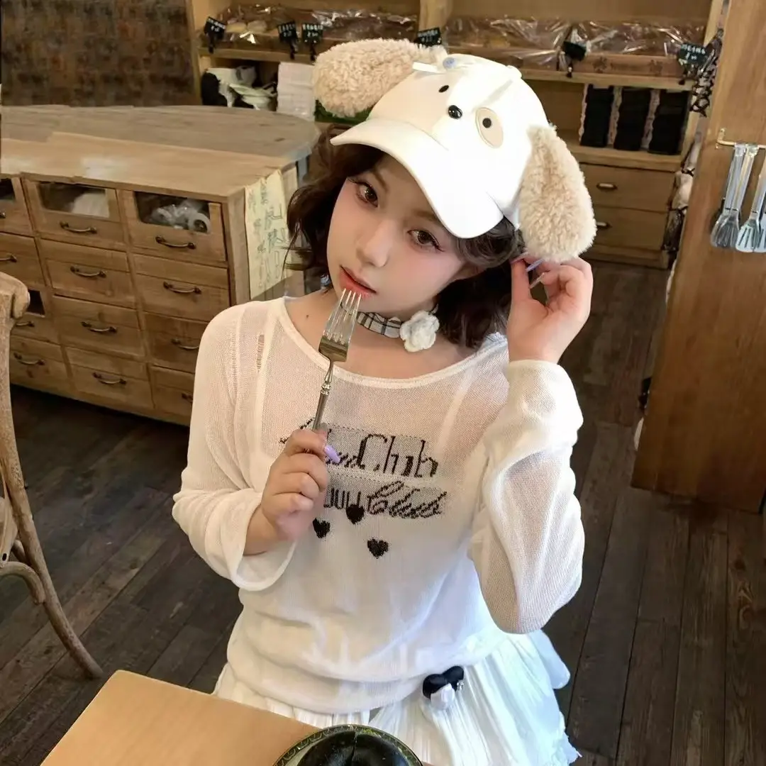 Women Cartoon Cap White 2024 Cute Design - Image 4
