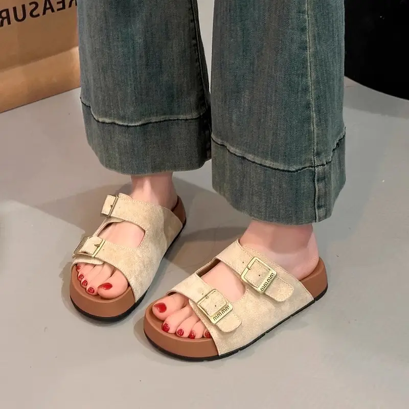 Thick-Soled Height-Increasing Birkenstock Slippers for Women's Summer Outer Wear 2025 Spring New Sandals Small Non-Slip Beach Sandals - Image 7