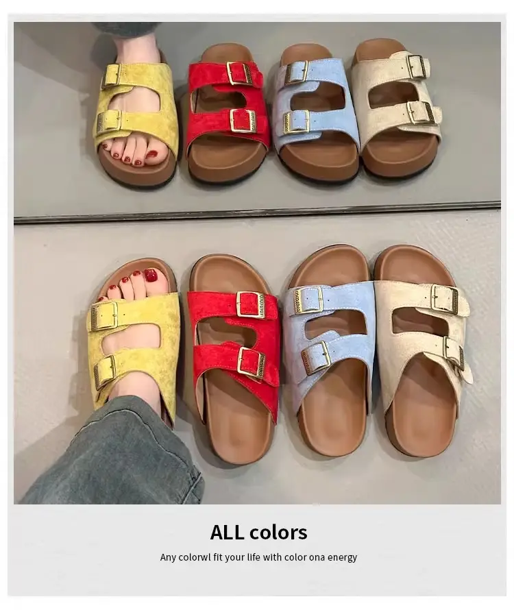 Thick-Soled Height-Increasing Birkenstock Slippers for Women's Summer Outer Wear 2025 Spring New Sandals Small Non-Slip Beach Sandals — feature 2