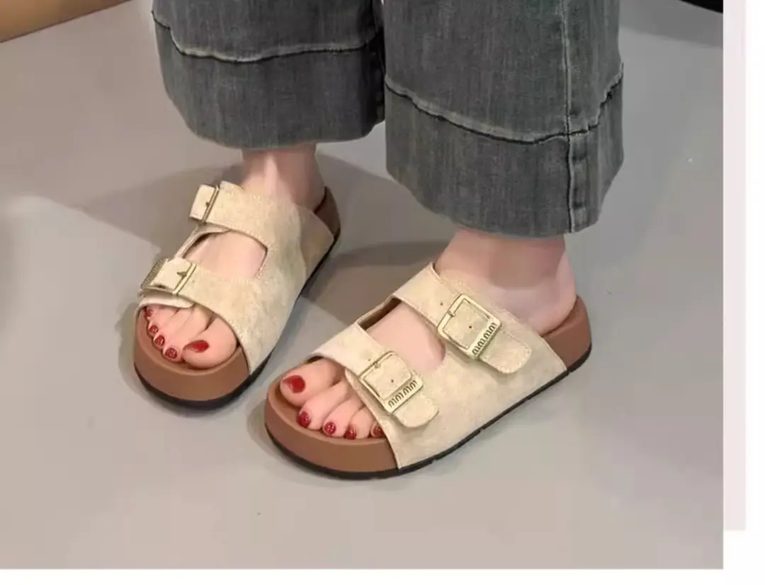Thick-Soled Height-Increasing Birkenstock Slippers for Women's Summer Outer Wear 2025 Spring New Sandals Small Non-Slip Beach Sandals — feature 5