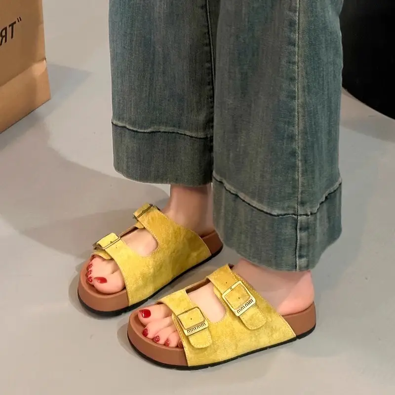 Thick-Soled Height-Increasing Birkenstock Slippers for Women's Summer Outer Wear 2025 Spring New Sandals Small Non-Slip Beach Sandals - Image 4