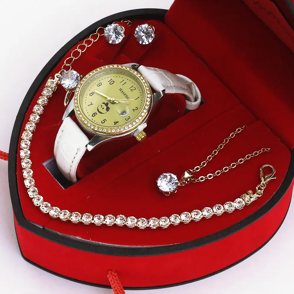 Four-Piece Watch Jewelry Set for Women Red Box - Image 13