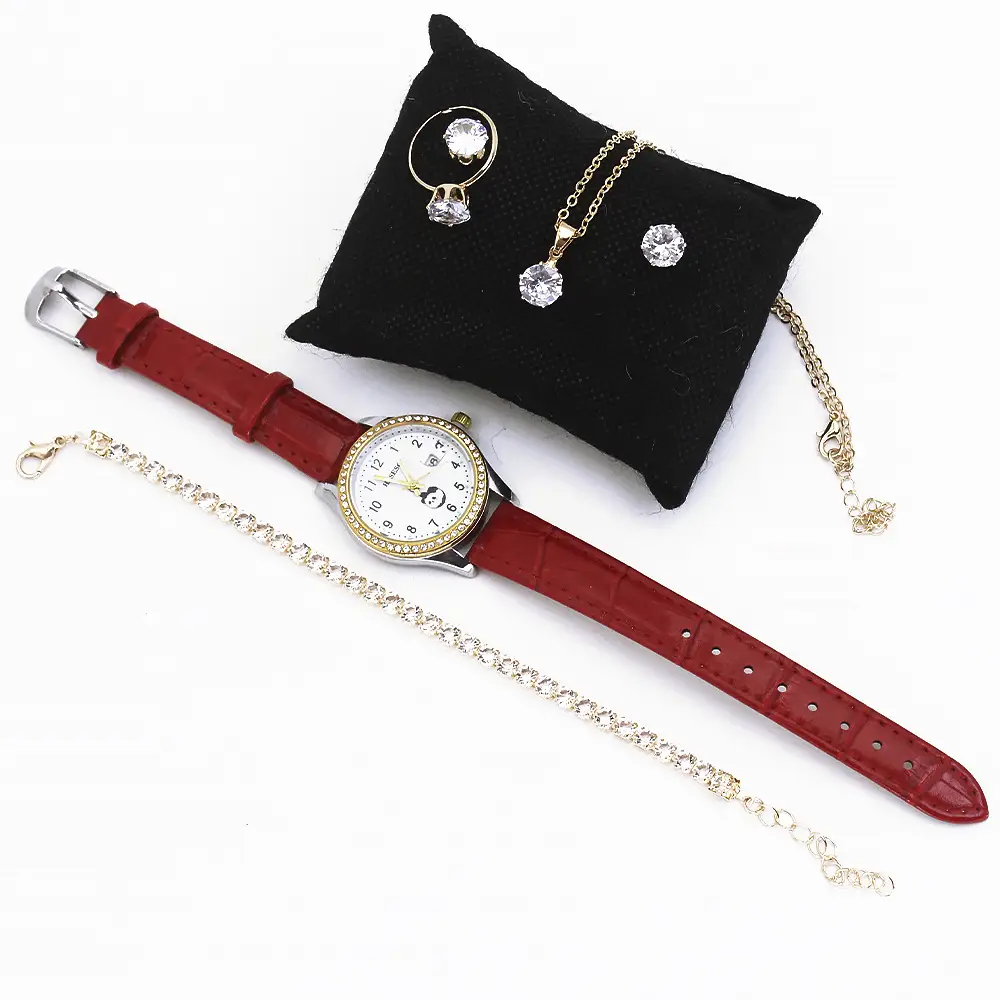 Four-Piece Watch Jewelry Set for Women Red Box - Image 14