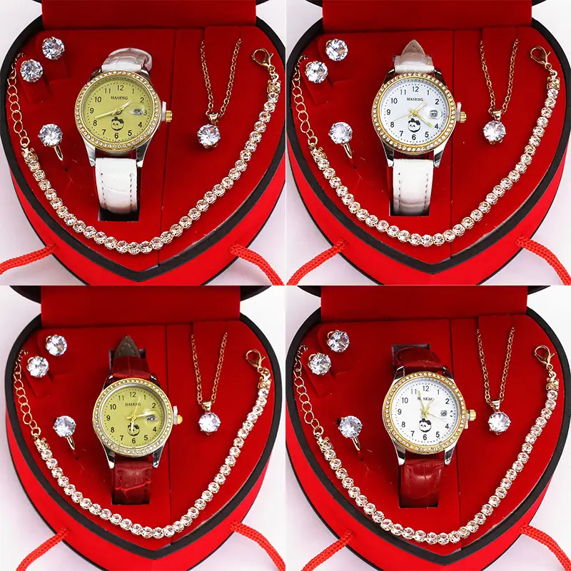 Four-Piece Watch Jewelry Set for Women Red Box — feature 4