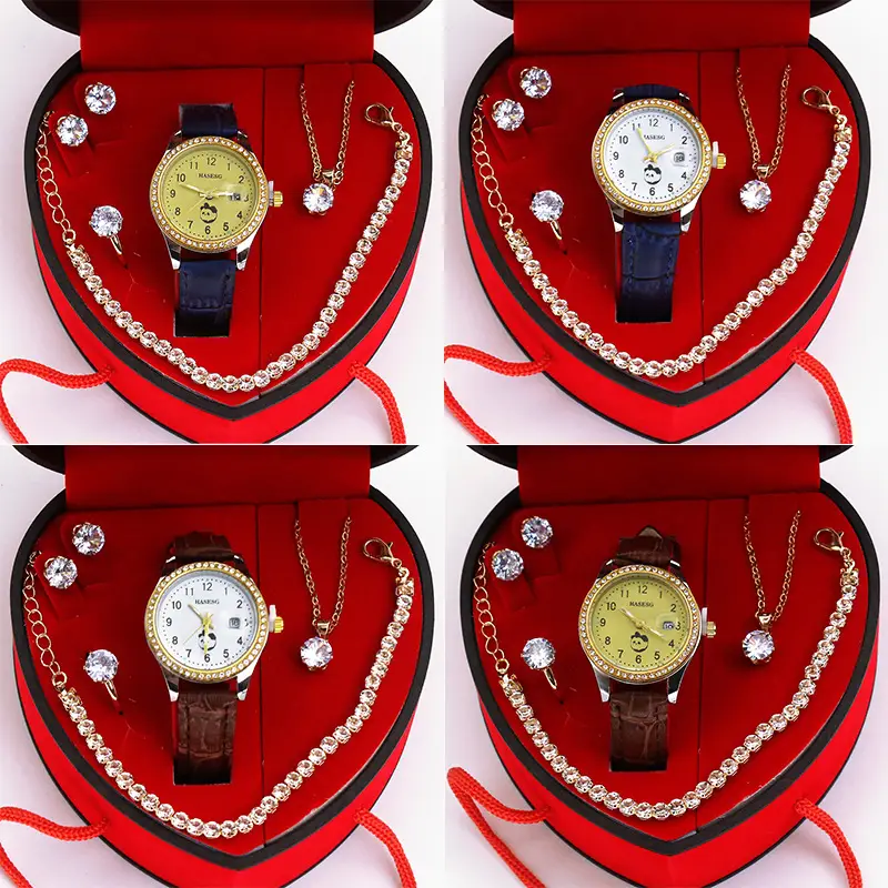 Four-Piece Watch Jewelry Set for Women Red Box — feature 5