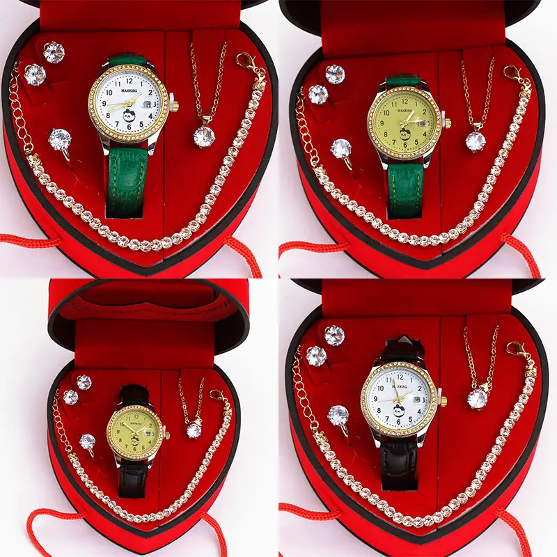 Four-Piece Watch Jewelry Set for Women Red Box — feature 6