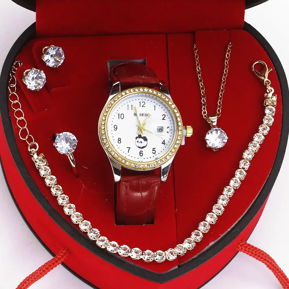 Four-Piece Watch Jewelry Set for Women Red Box — feature 7