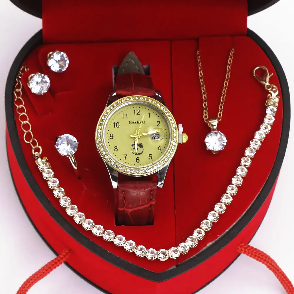Four-Piece Watch Jewelry Set for Women Red Box — feature 8