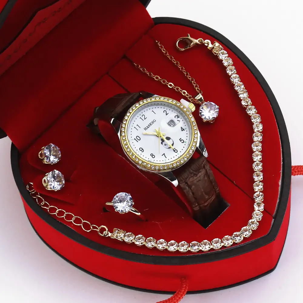 Four-Piece Watch Jewelry Set for Women Red Box - Image 10