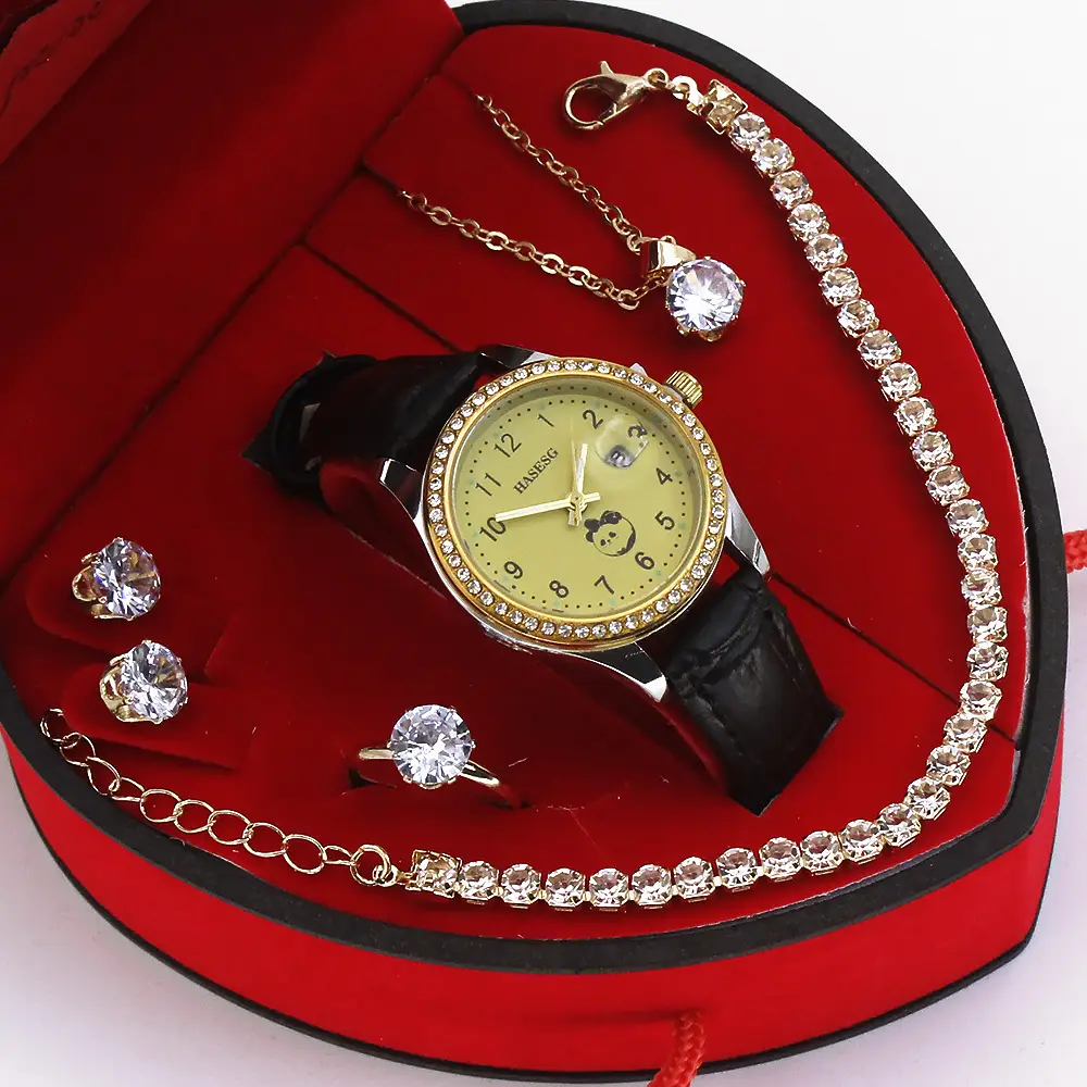 Four-Piece Watch Jewelry Set for Women Red Box - Image 11