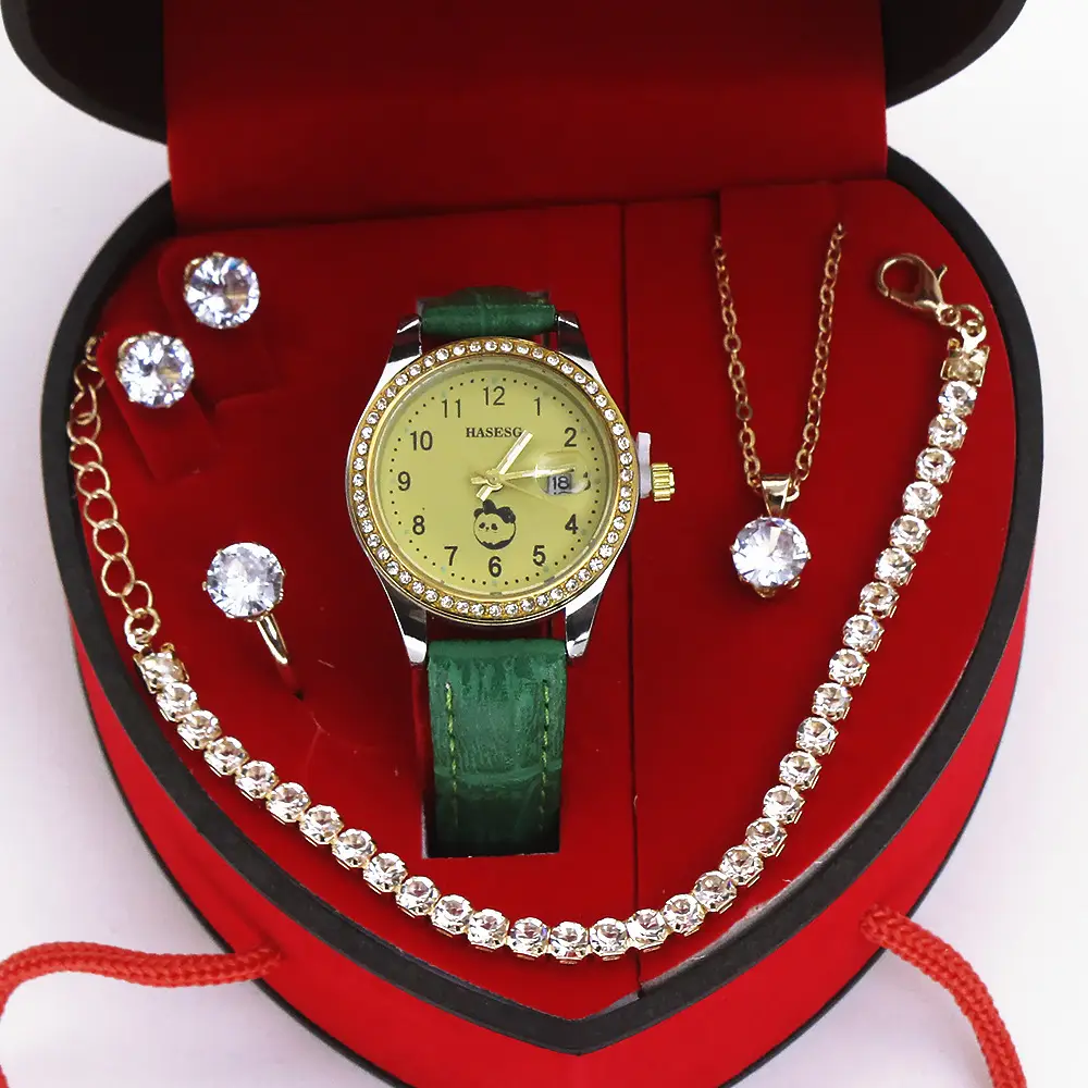 Four-Piece Watch Jewelry Set for Women Red Box - Image 3