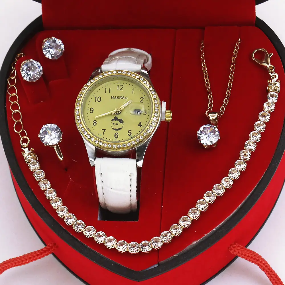 Four-Piece Watch Jewelry Set for Women Red Box - Image 7