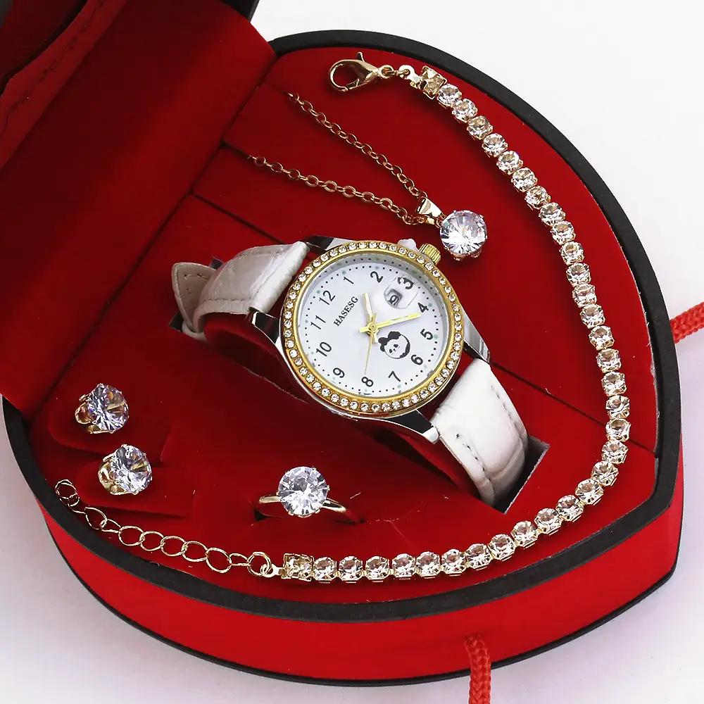 Four-Piece Watch Jewelry Set for Women Red Box - Image 8
