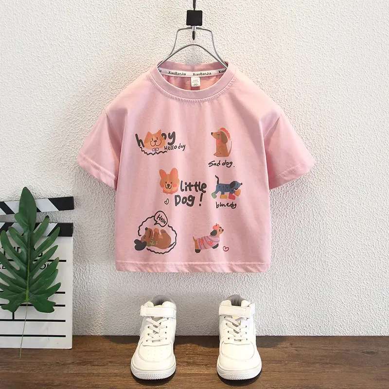 Boys Cotton T-Shirt with Cute Cat Design White 2025 - Image 2