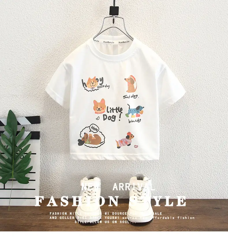 Boys Cotton T-Shirt with Cute Cat Design White 2025 — feature 1