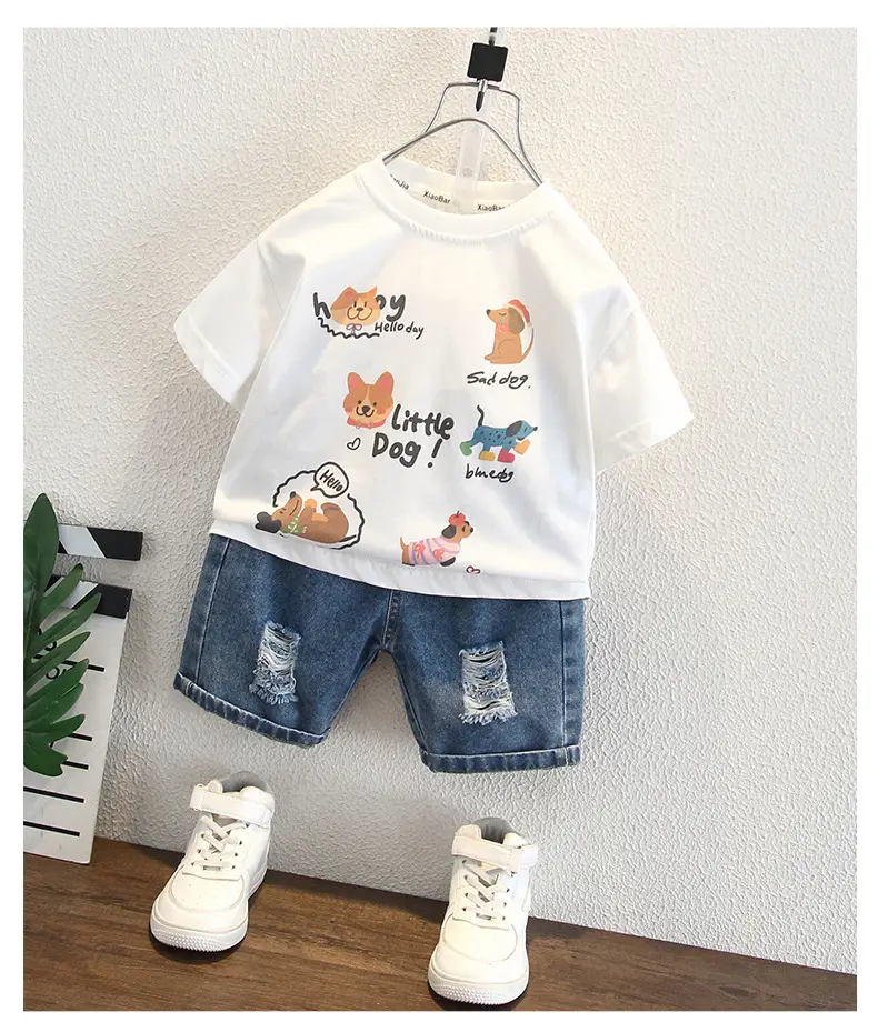 Boys Cotton T-Shirt with Cute Cat Design White 2025 — feature 5