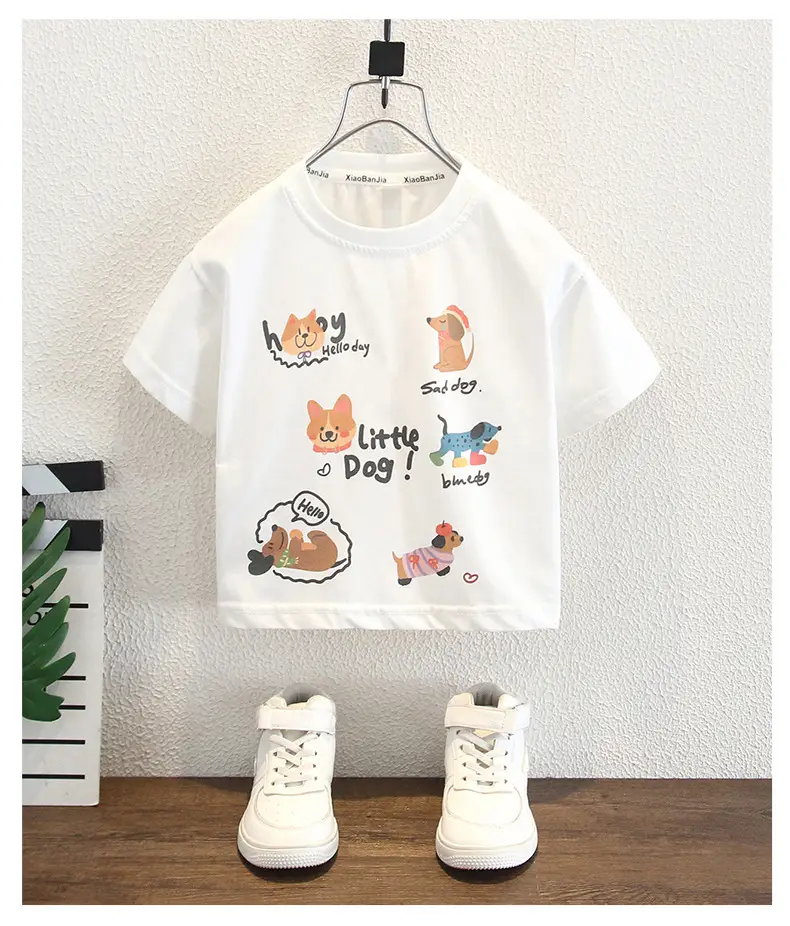 Boys Cotton T-Shirt with Cute Cat Design White 2025 — feature 7