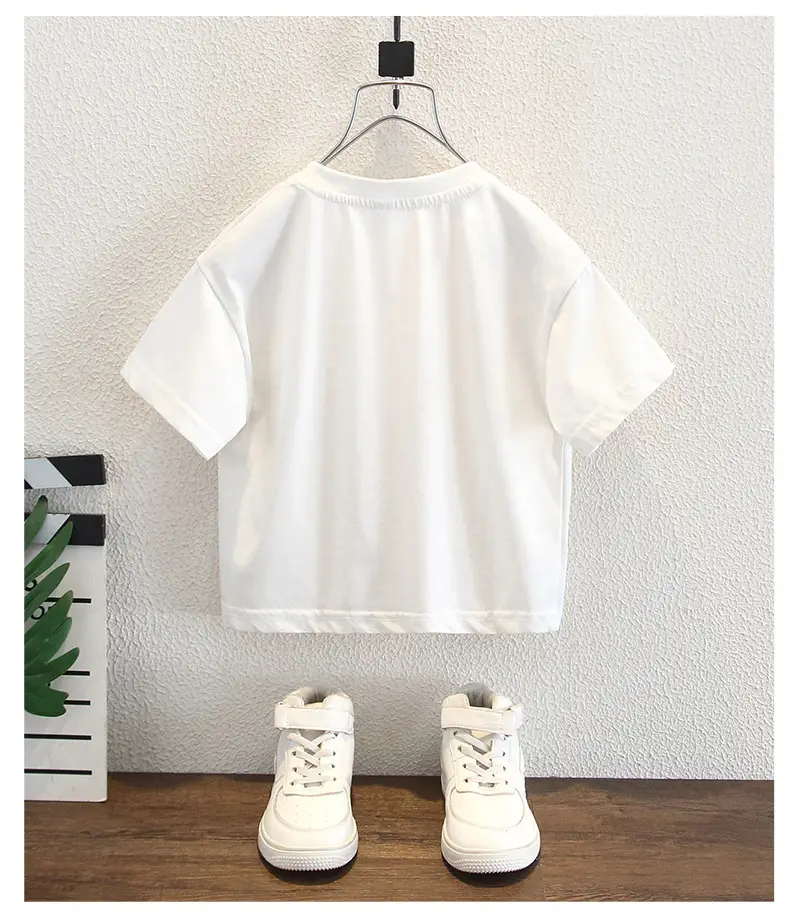 Boys Cotton T-Shirt with Cute Cat Design White 2025 — feature 8