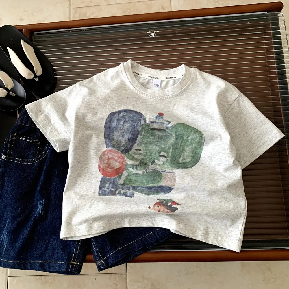 Kids Cartoon T-Shirt White 2025 Summer - Image 3