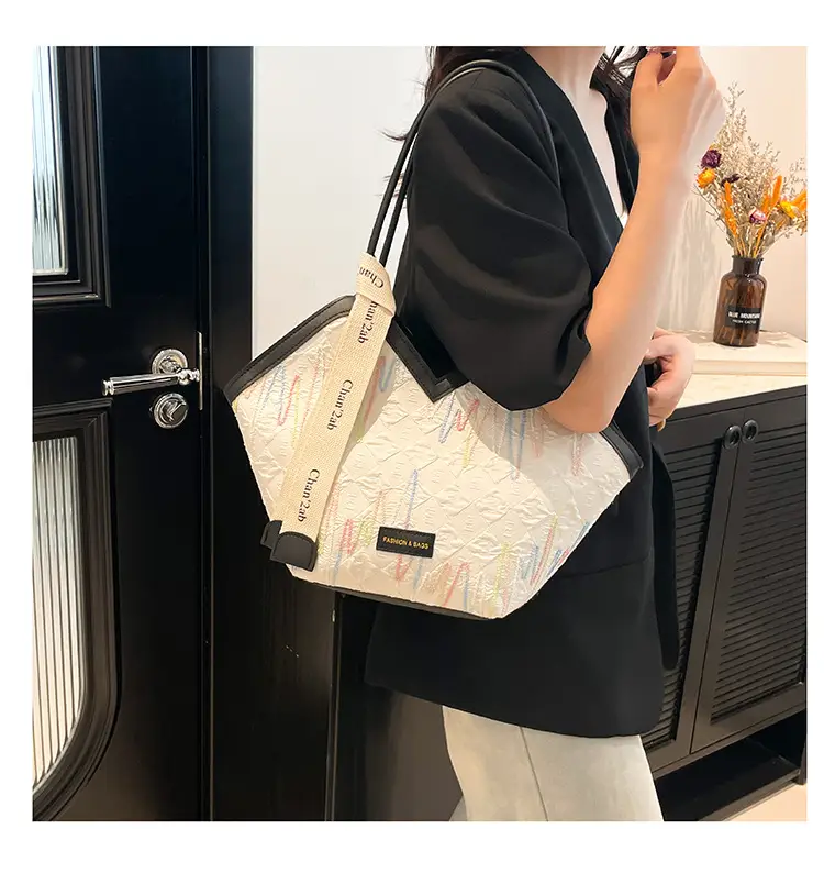 Pink Embroidered Armpit Tote Bag for Students — feature 14