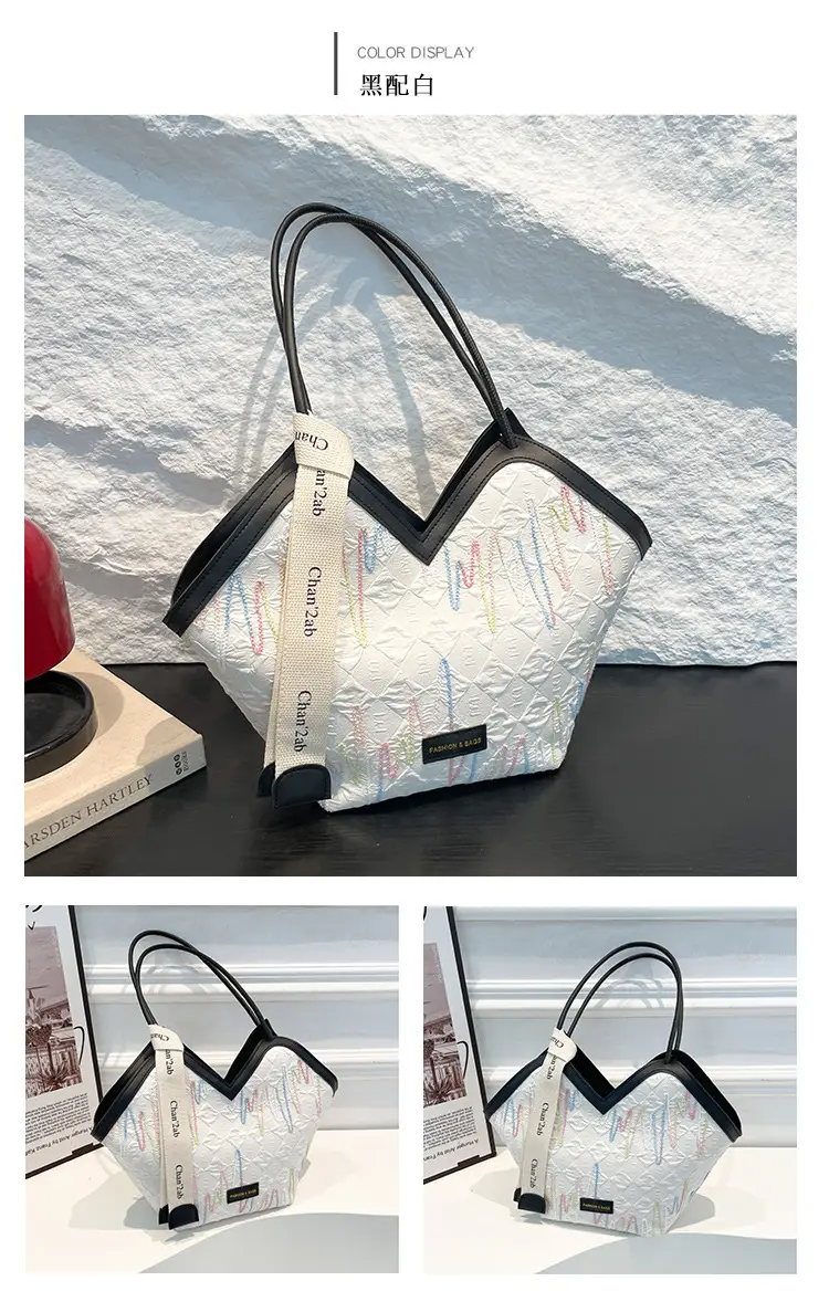 Pink Embroidered Armpit Tote Bag for Students — feature 18