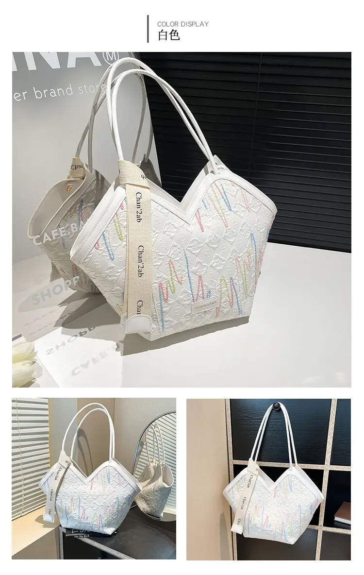 Pink Embroidered Armpit Tote Bag for Students — feature 20