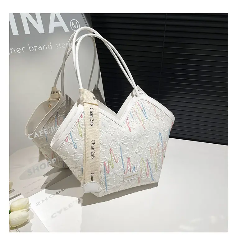 Pink Embroidered Armpit Tote Bag for Students — feature 29