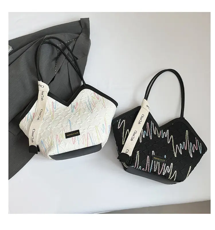 Pink Embroidered Armpit Tote Bag for Students — feature 31