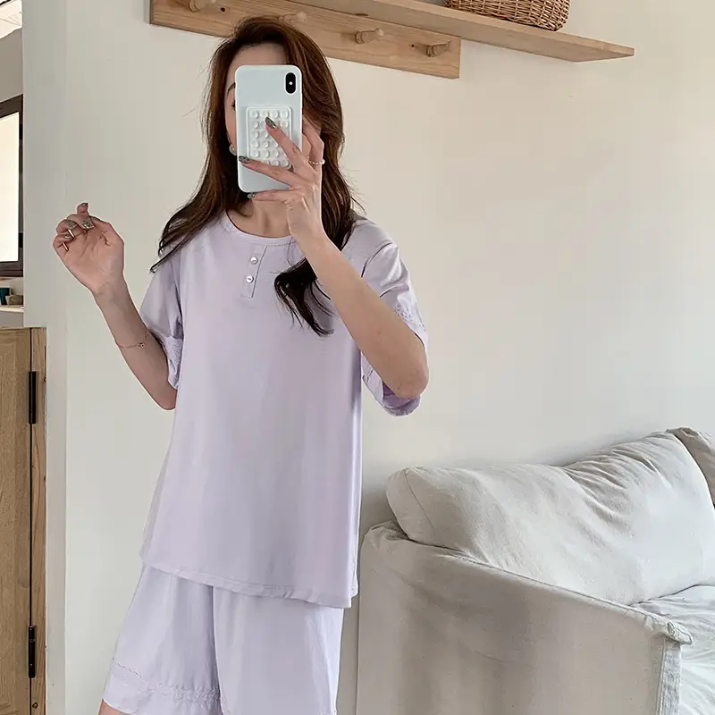 Sen Island Mulberry Silk Pajamas for Women, New Summer Short-Sleeve High-End Homewear, Suitable for Outdoor Wear, Cool and Thin Two-Piece Set