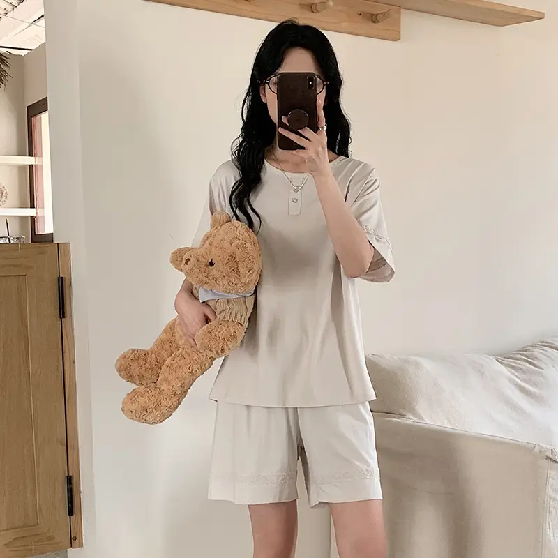 Sen Island Mulberry Silk Pajamas for Women, New Summer Short-Sleeve High-End Homewear, Suitable for Outdoor Wear, Cool and Thin Two-Piece Set