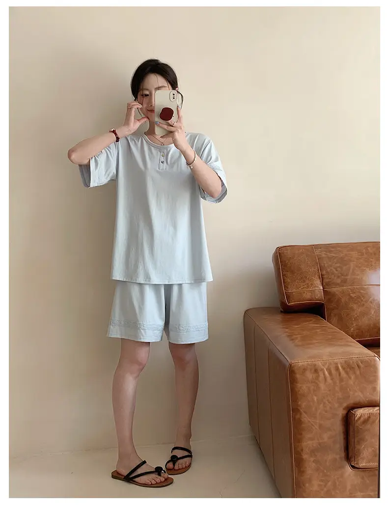 Sen Island Mulberry Silk Pajamas for Women, New Summer Short-Sleeve High-End Homewear, Suitable for Outdoor Wear, Cool and Thin Two-Piece Set — feature 12