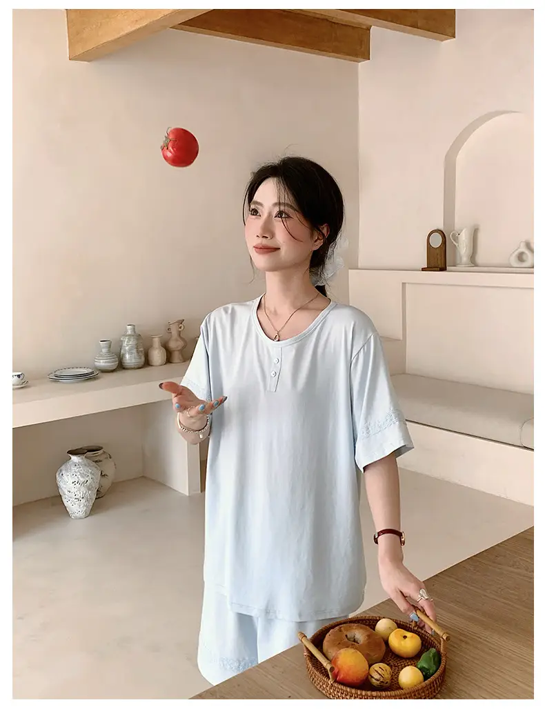 Sen Island Mulberry Silk Pajamas for Women, New Summer Short-Sleeve High-End Homewear, Suitable for Outdoor Wear, Cool and Thin Two-Piece Set — feature 13