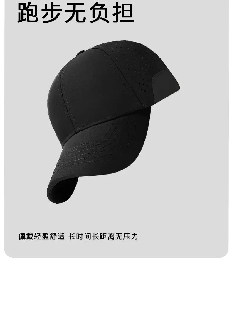 Men Black Perforated Baseball Cap with Buckle Closure — feature 12