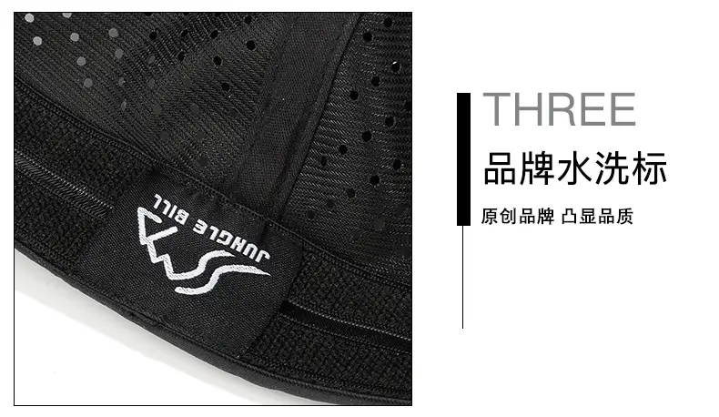 Men Black Perforated Baseball Cap with Buckle Closure — feature 16