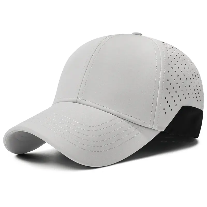 Men Black Perforated Baseball Cap with Buckle Closure - Image 3