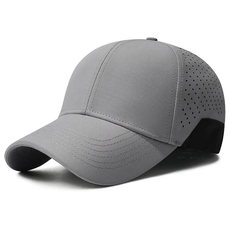 Men Black Perforated Baseball Cap with Buckle Closure - Image 5