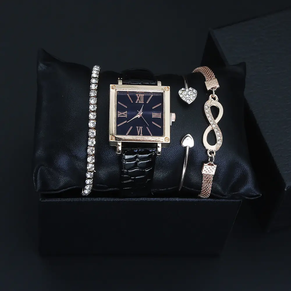 Retro Watch Set for Women Blue Bracelet Quartz Watch — feature 10
