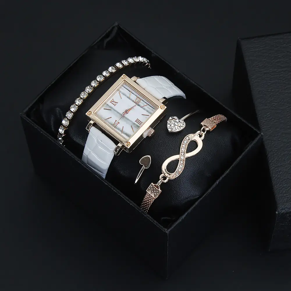 Retro Watch Set for Women Blue Bracelet Quartz Watch — feature 13