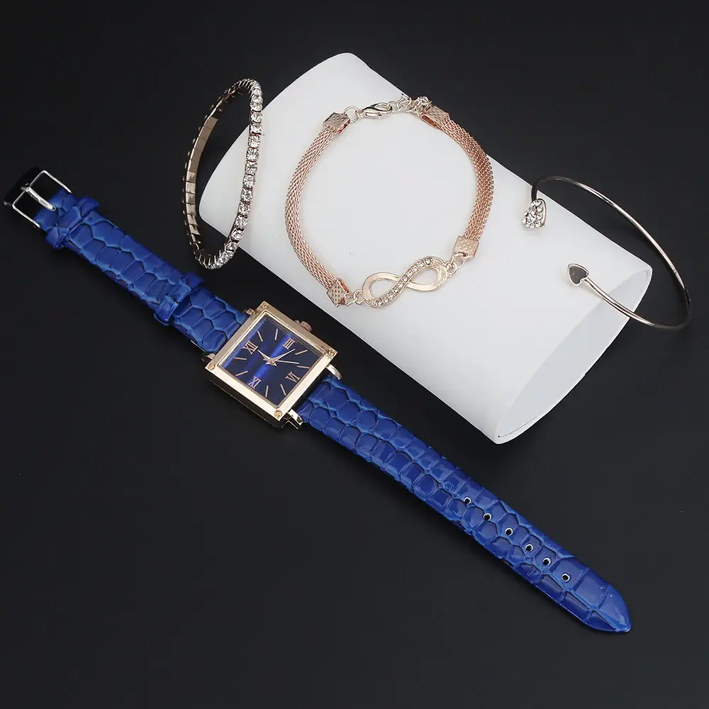 Retro Watch Set for Women Blue Bracelet Quartz Watch — feature 16