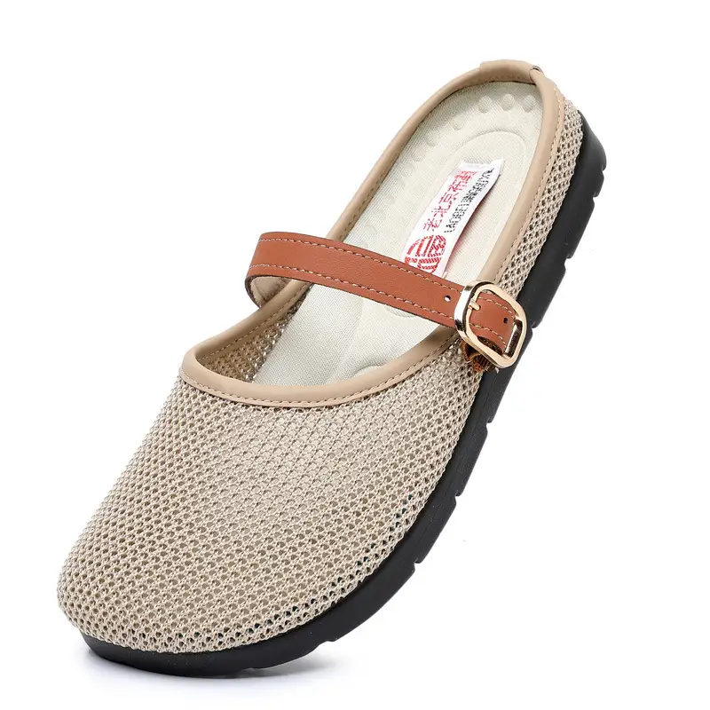 2025 New Summer Style Fly-Knit Mesh Bread-Toe Half Slippers, Breathable and Versatile Women's Outer Wear Slip-On Fishnet Sandals - Image 6