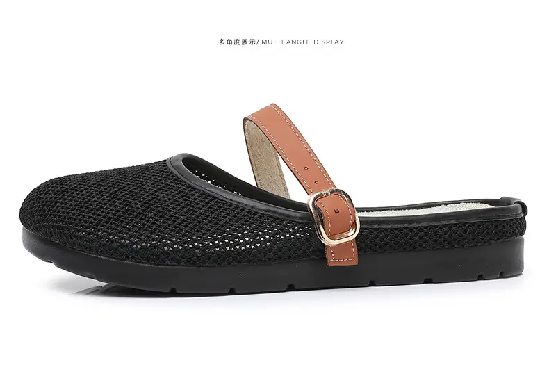 2025 New Summer Style Fly-Knit Mesh Bread-Toe Half Slippers, Breathable and Versatile Women's Outer Wear Slip-On Fishnet Sandals — feature 41
