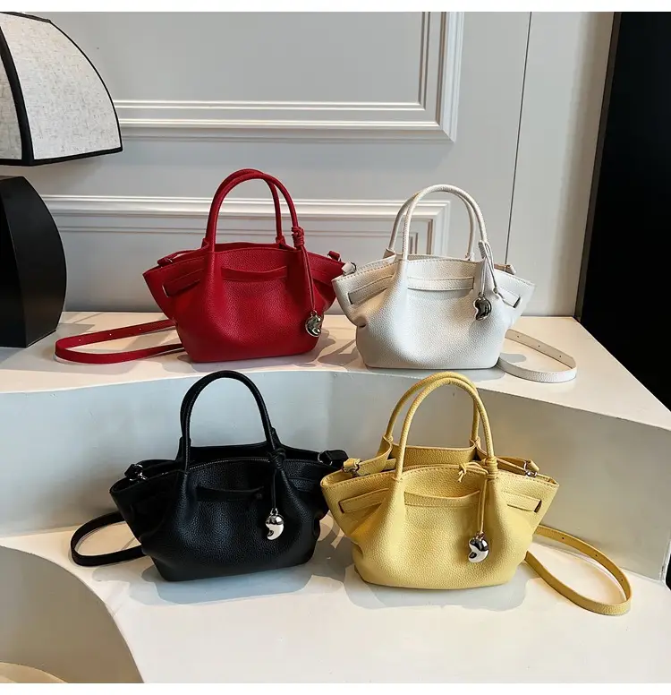 Red Korean Style Satchel Bucket Bag for Women — feature 1
